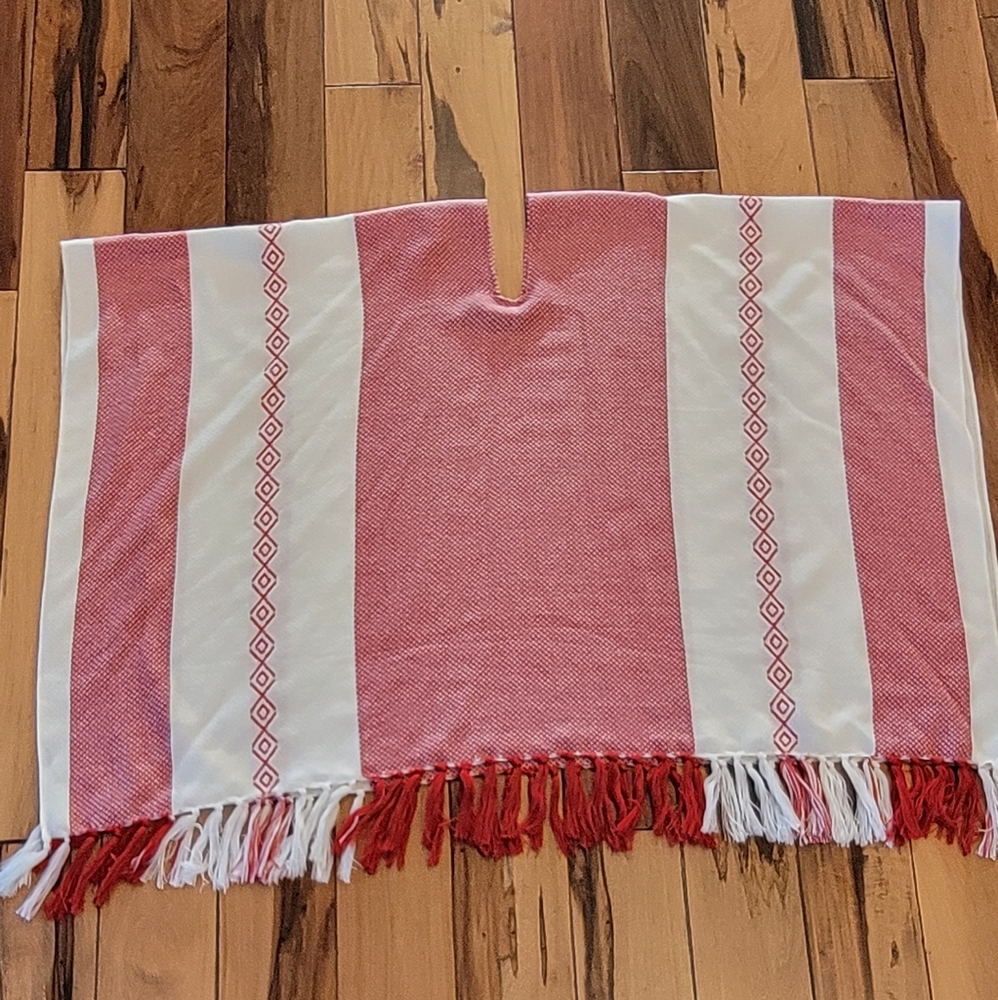 Express, womens one size, poncho, red + white